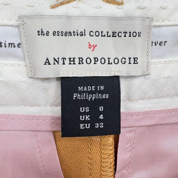 Anthropologie Slim Cropped Kick-Flare Pants, Size 0, Yellow Motif Plaid Office - Picture 10 of 12